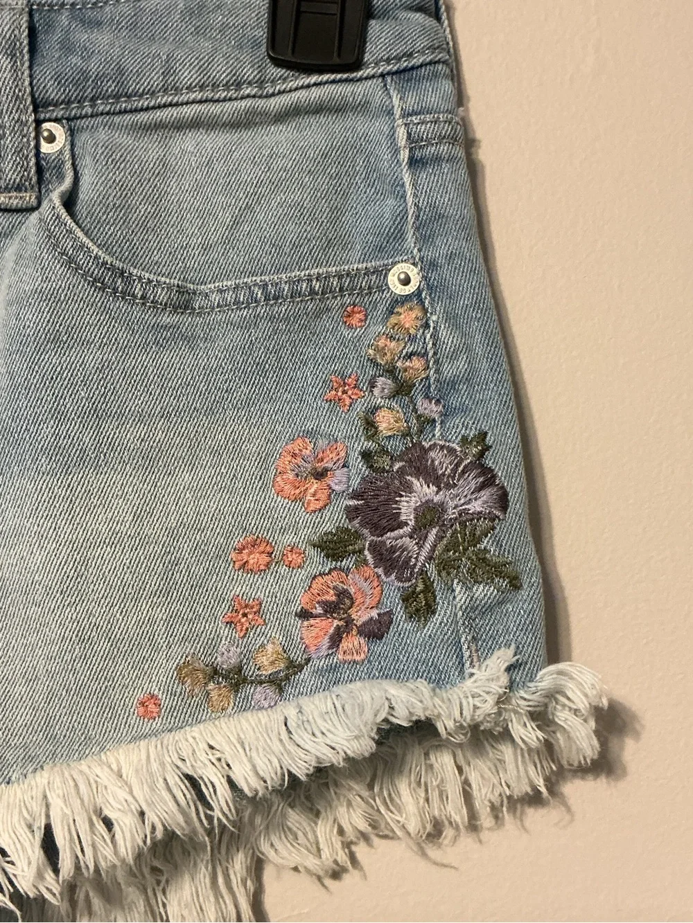Mossimo Supply Co. Embroidered Frayed Denim Shorts